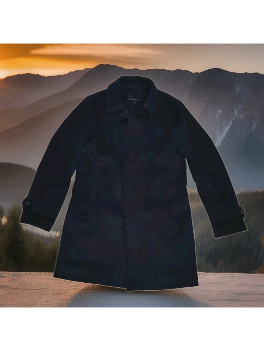 Banana Republic Italian Wool Car Coat Jacket Mens Small 40 Navy Mario Bellucci